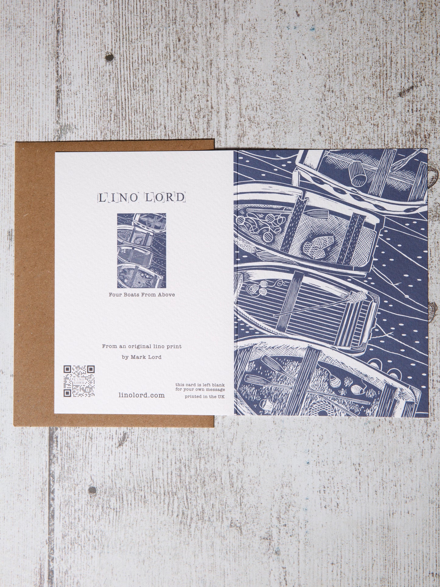 Four Boats From Above A6 Greeting Card