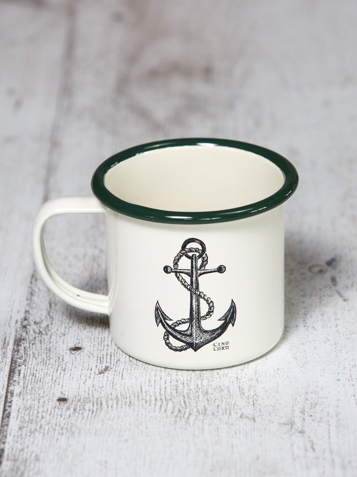 Cream Enamel Mug with Anchor Design