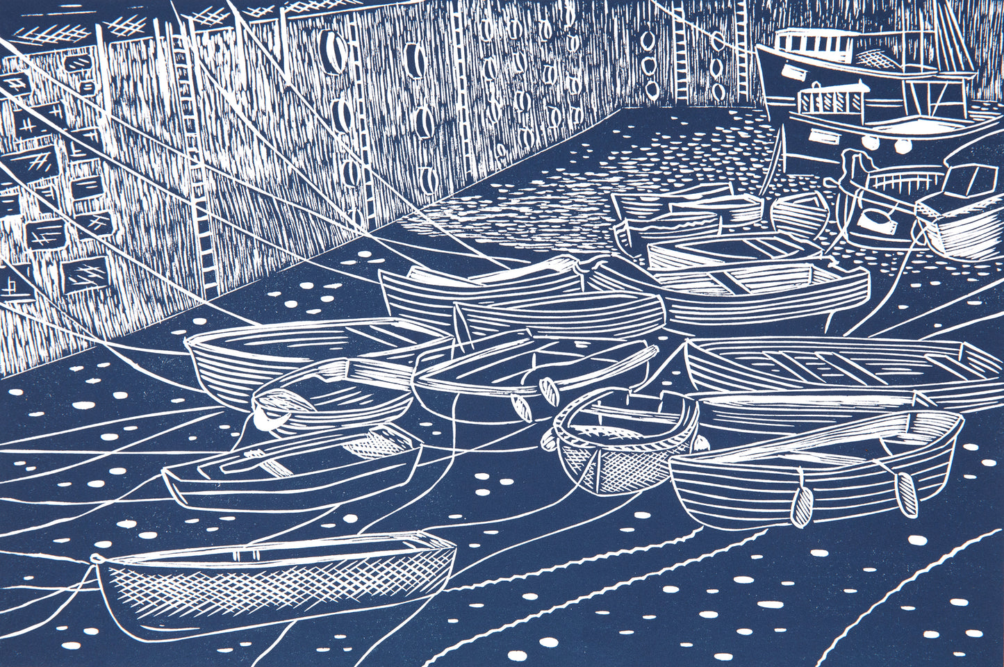 Low Tide, Mevagissey, Limited Edition Lino Print