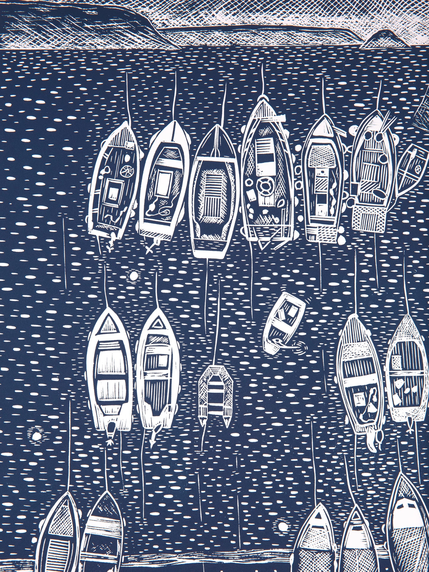 End of the Day, Portscatho Harbour, Limited Edition Lino Print