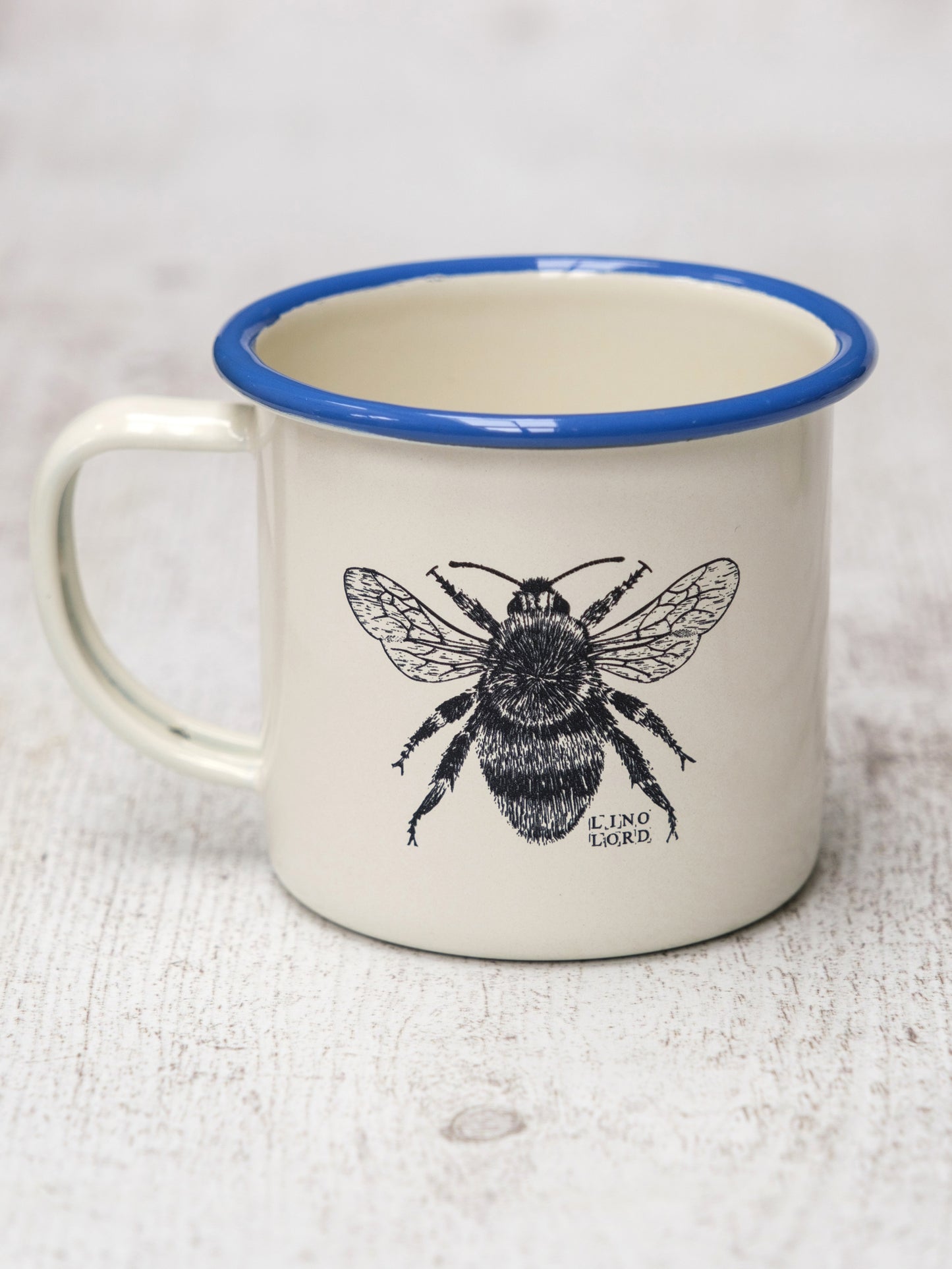 Cream Enamel Mug with Bee Design