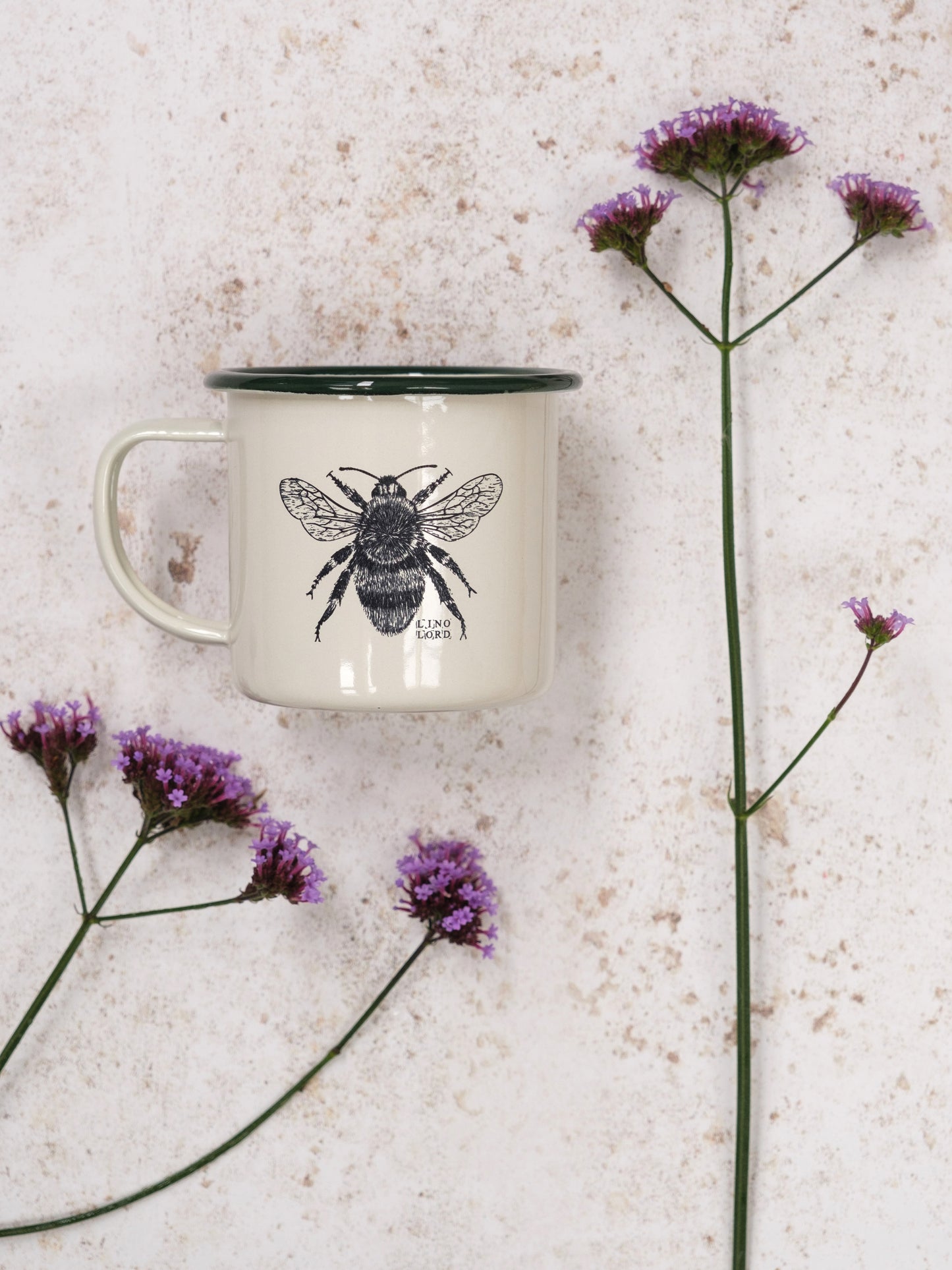 Cream Enamel Mug with Bee Design