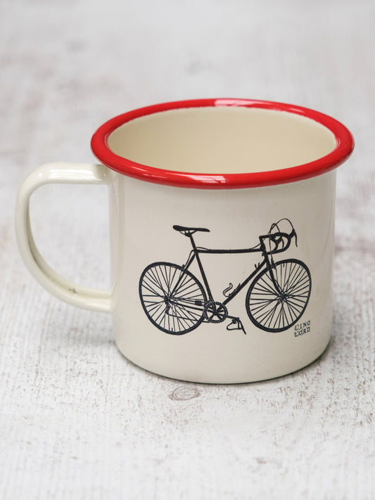 Bicycle Printed Enamel Mug | Cream Enamel Mug | Lino Lord