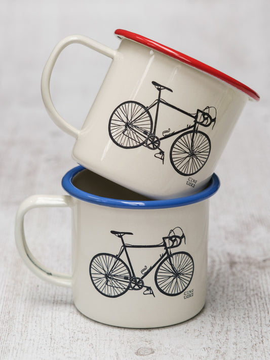 Bicycle Printed Enamel Mug | Cream Enamel Mug | Lino Lord