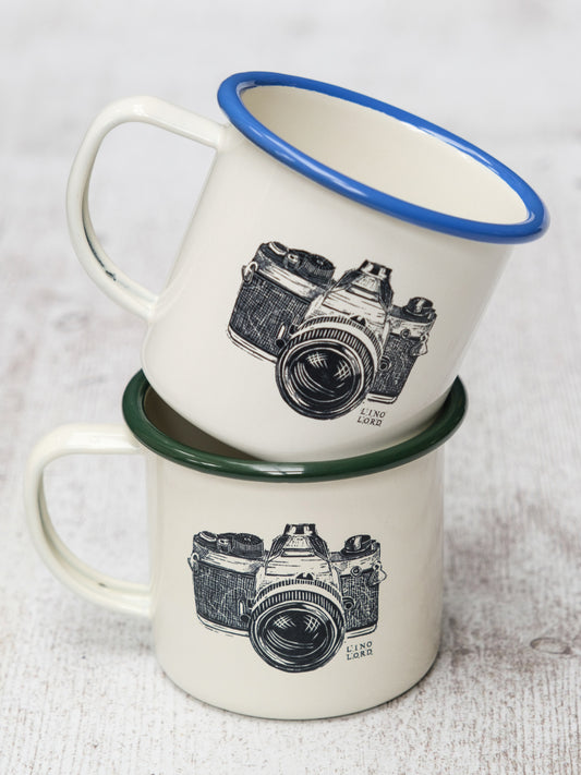 Printed Enamel Mug | Cream Enamel Mug | Lino Lord