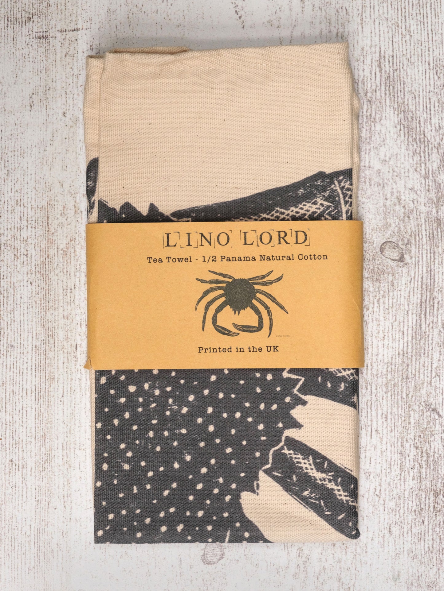 Cotton Tea Towel with Spider Crab Lino Print