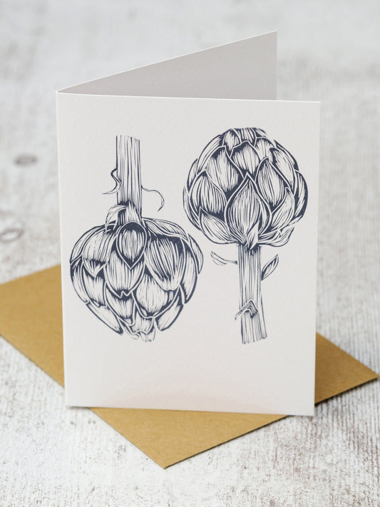 Two Artichokes A5 Greeting Card