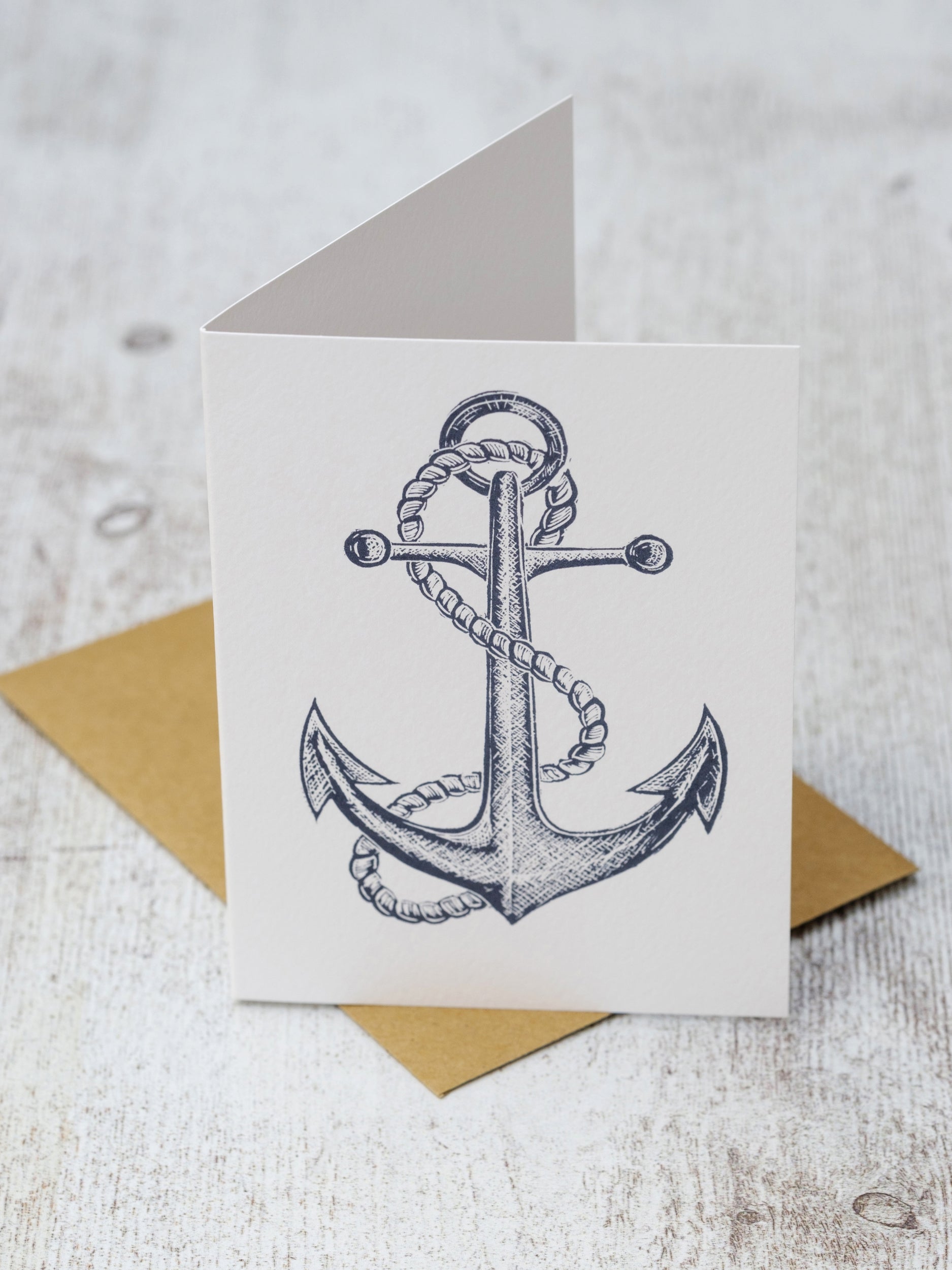 Ships Anchor A6 Greeting Card – Lino Lord
