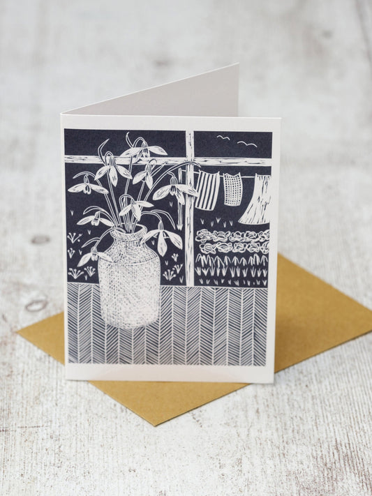 Snowdrops by the Window A5 Greeting Card
