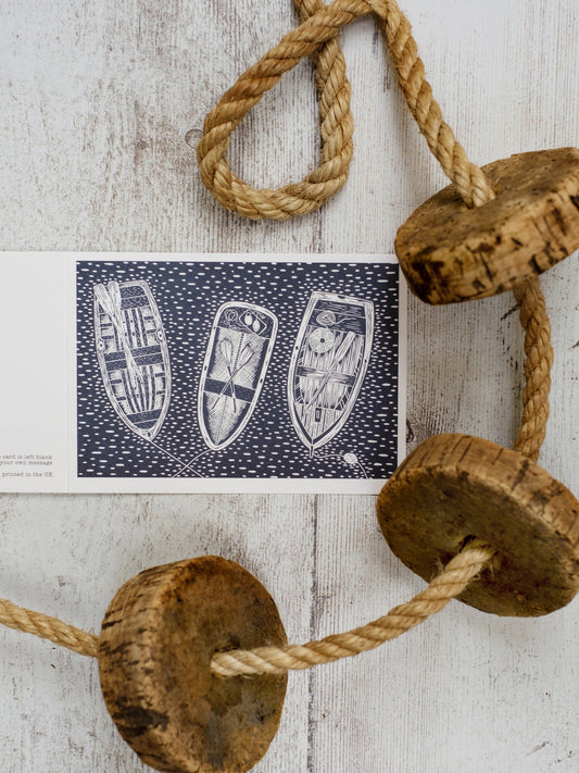 Three Rowing Boats A6 Greeting Card