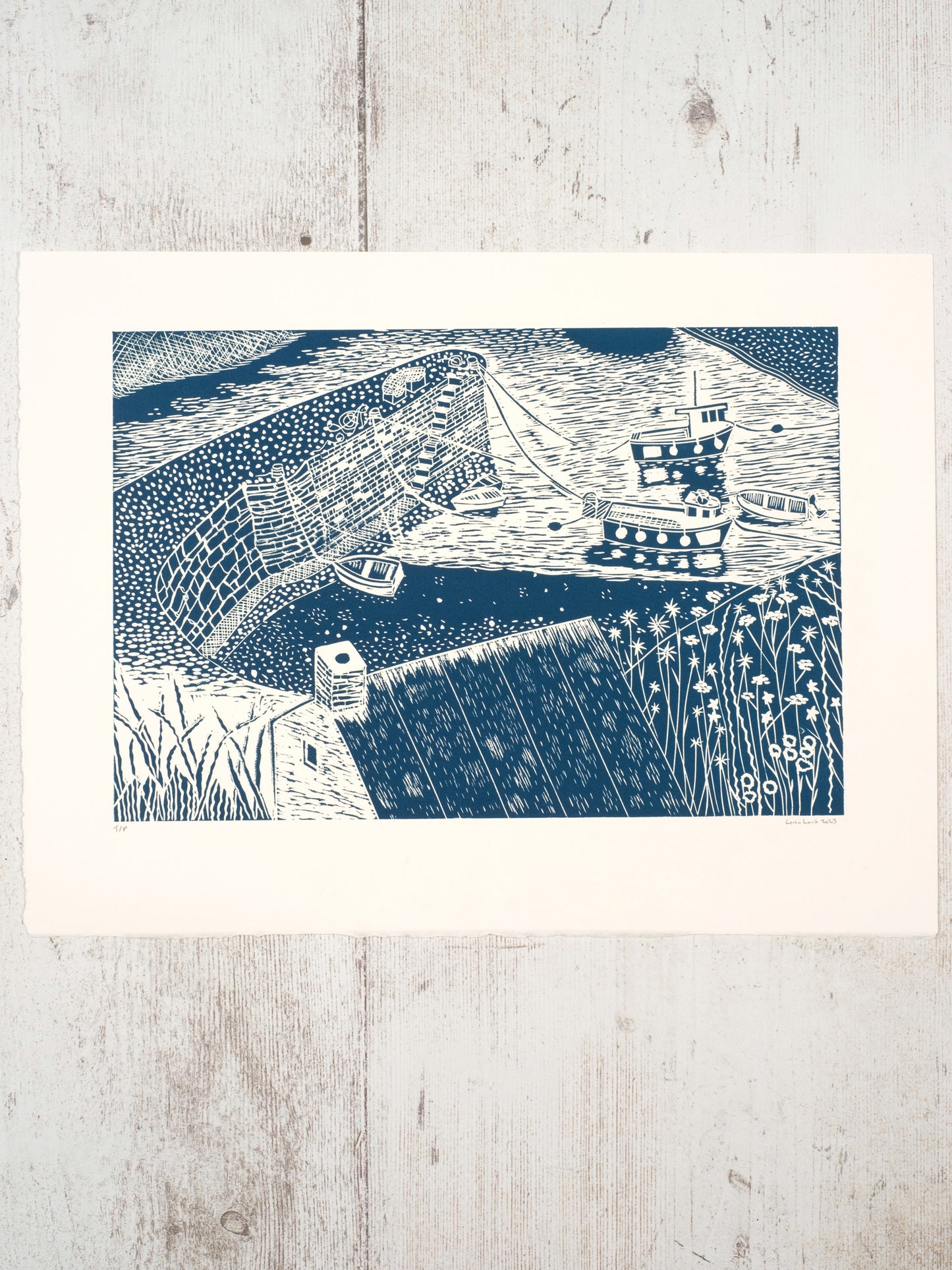 Porthgain Harbour II, St Davids Lino Print