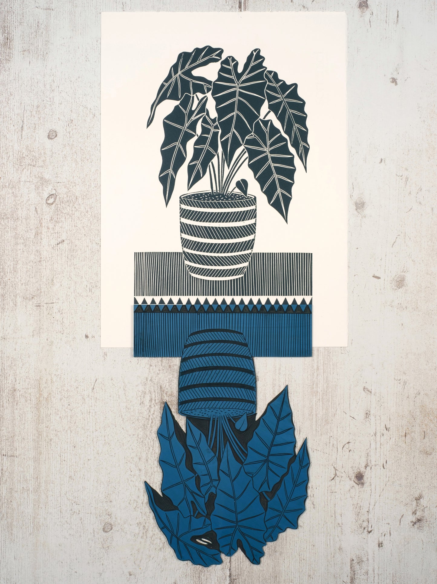 African Mask Plant Lino Print