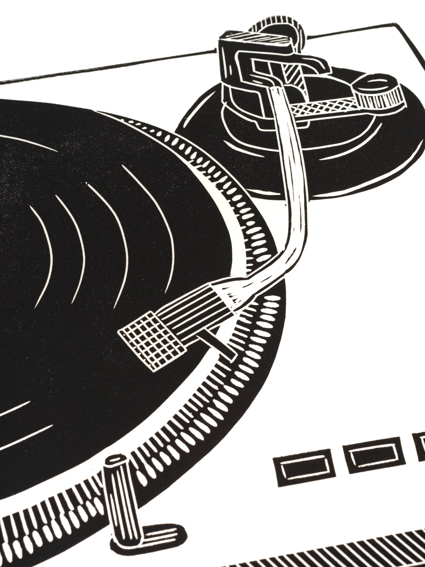 Record Deck, Turntable Lino Print. The Vinyl Revival!