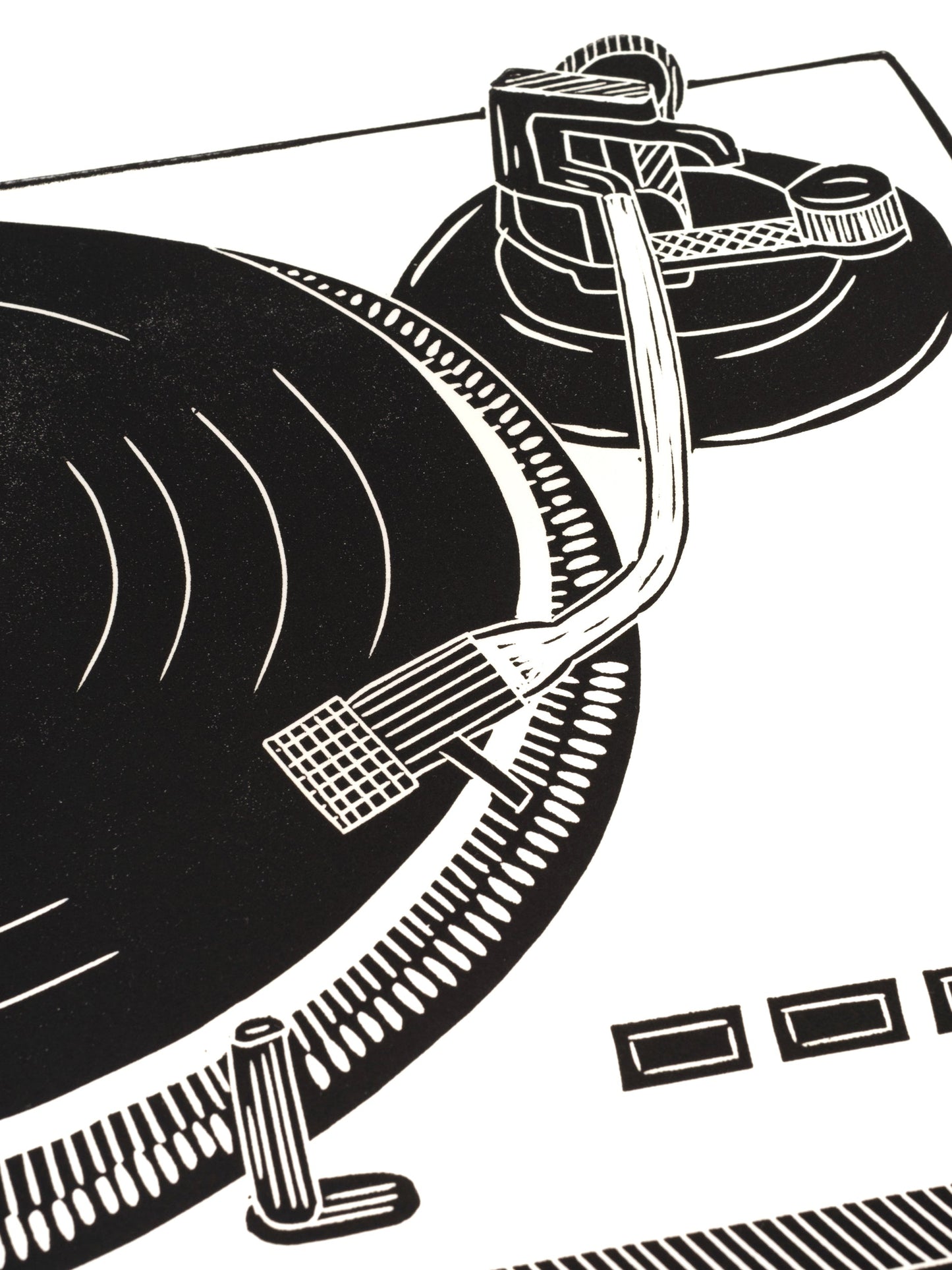 Record Deck, Turntable Lino Print. Vinyl Revival - Test Print