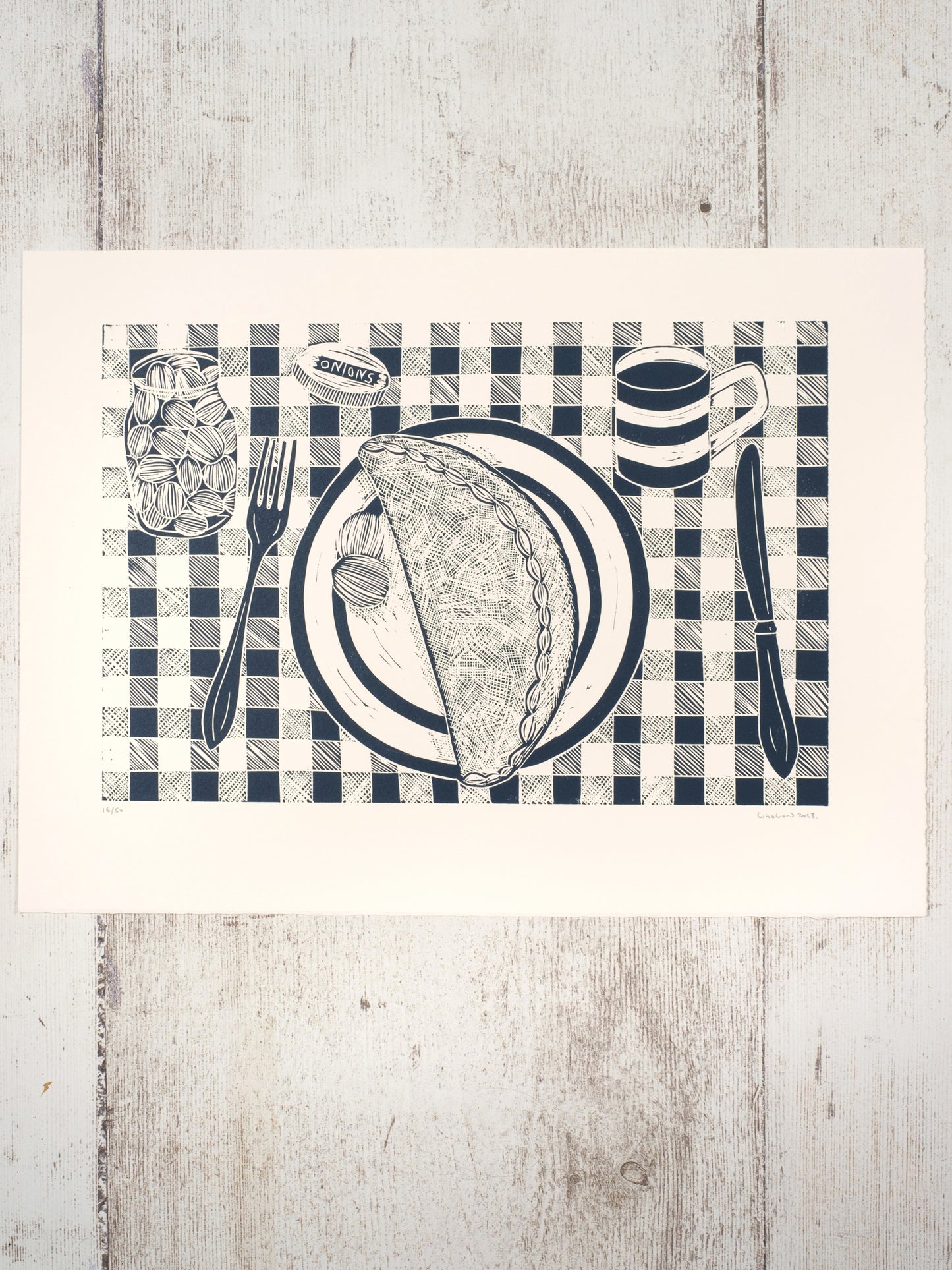 Pasty on a Plate Lino Print