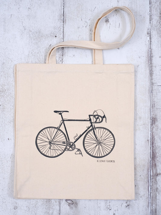 Canvas shopper bag with Bicycle Lino Print