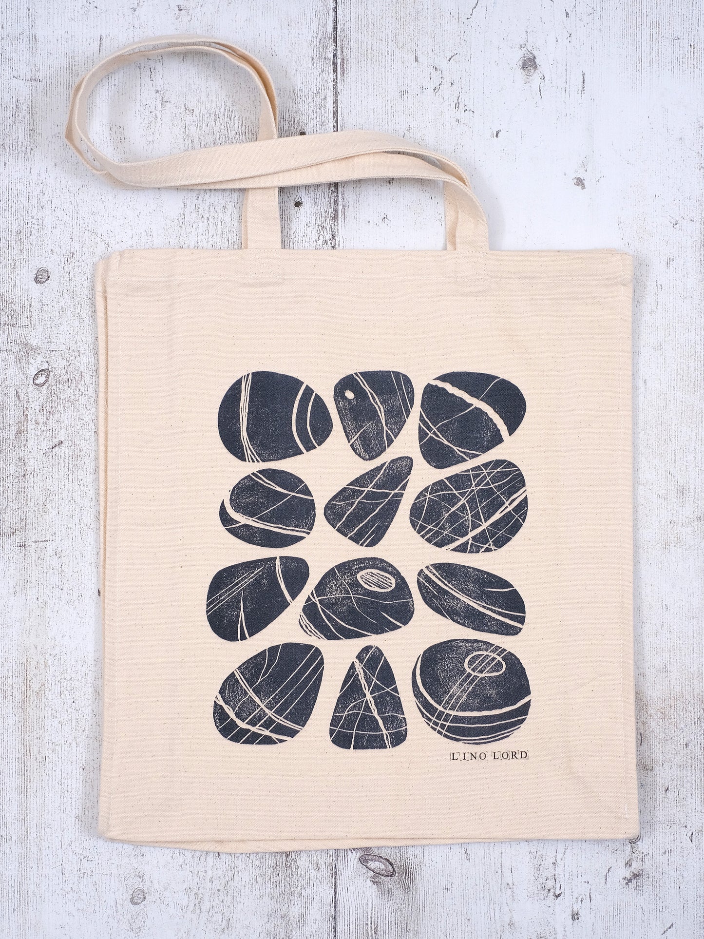 Canvas shopper bag with Pebble Lino Print