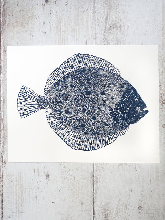 Turbot Fish Lino Prints | Coastal Lino Prints | Lino Lord