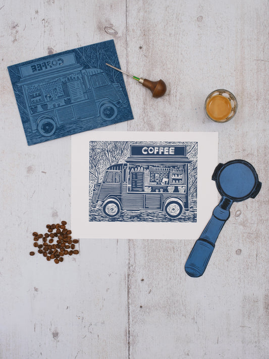 Bear Coffee Van Lino Prints | Lino Lord