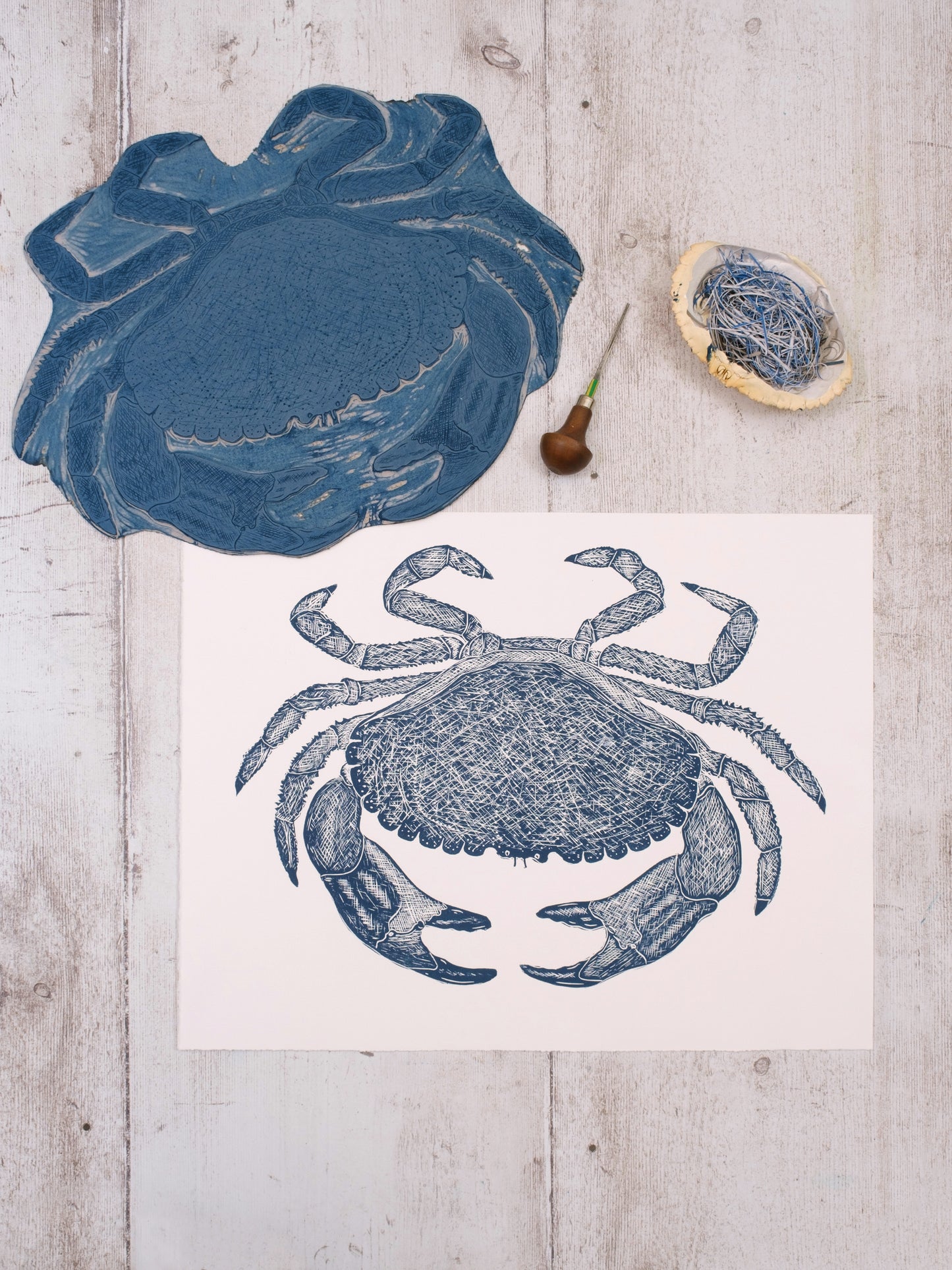 Brown Crab Limited Edition Lino Print