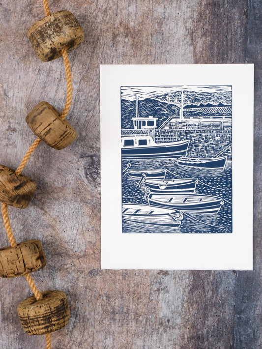 Coming or Going, St Mawes Ferry, Limited Edition Lino Print