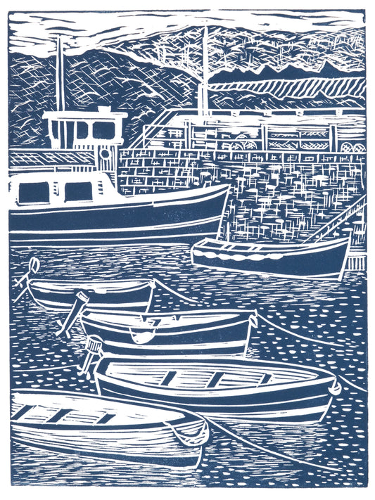 Coming or Going, St Mawes Ferry, Limited Edition Lino Print