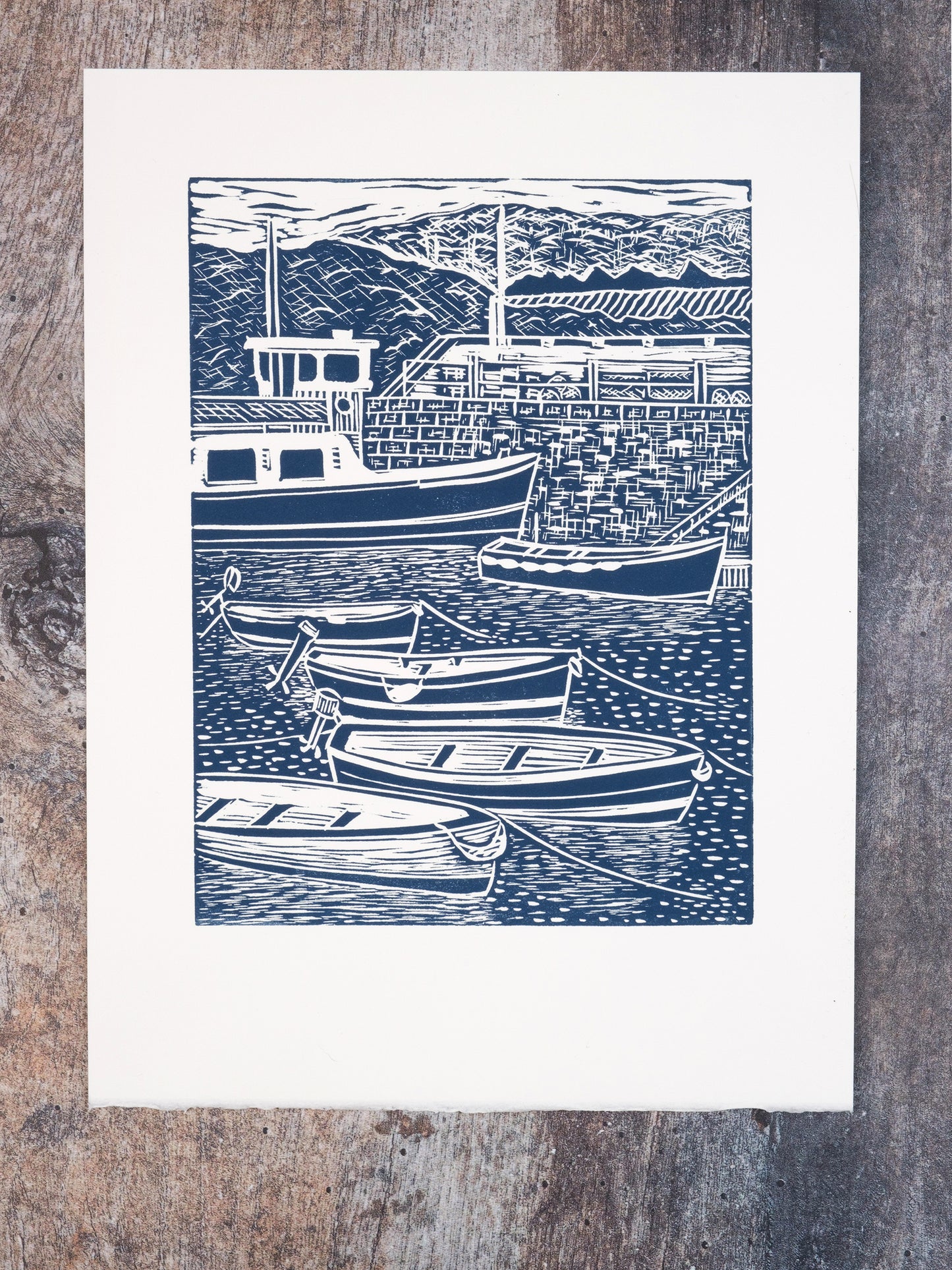 Coming or Going, St Mawes Ferry, Limited Edition Lino Print