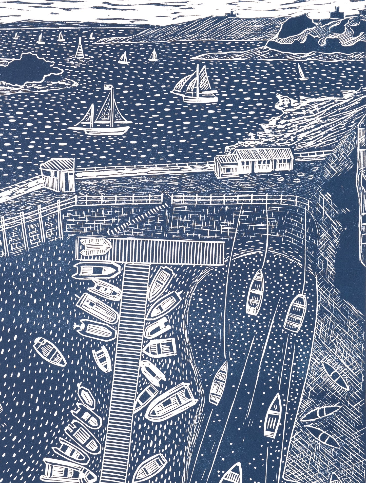 Summer in St Mawes, Limited Edition Lino Print - Test Print