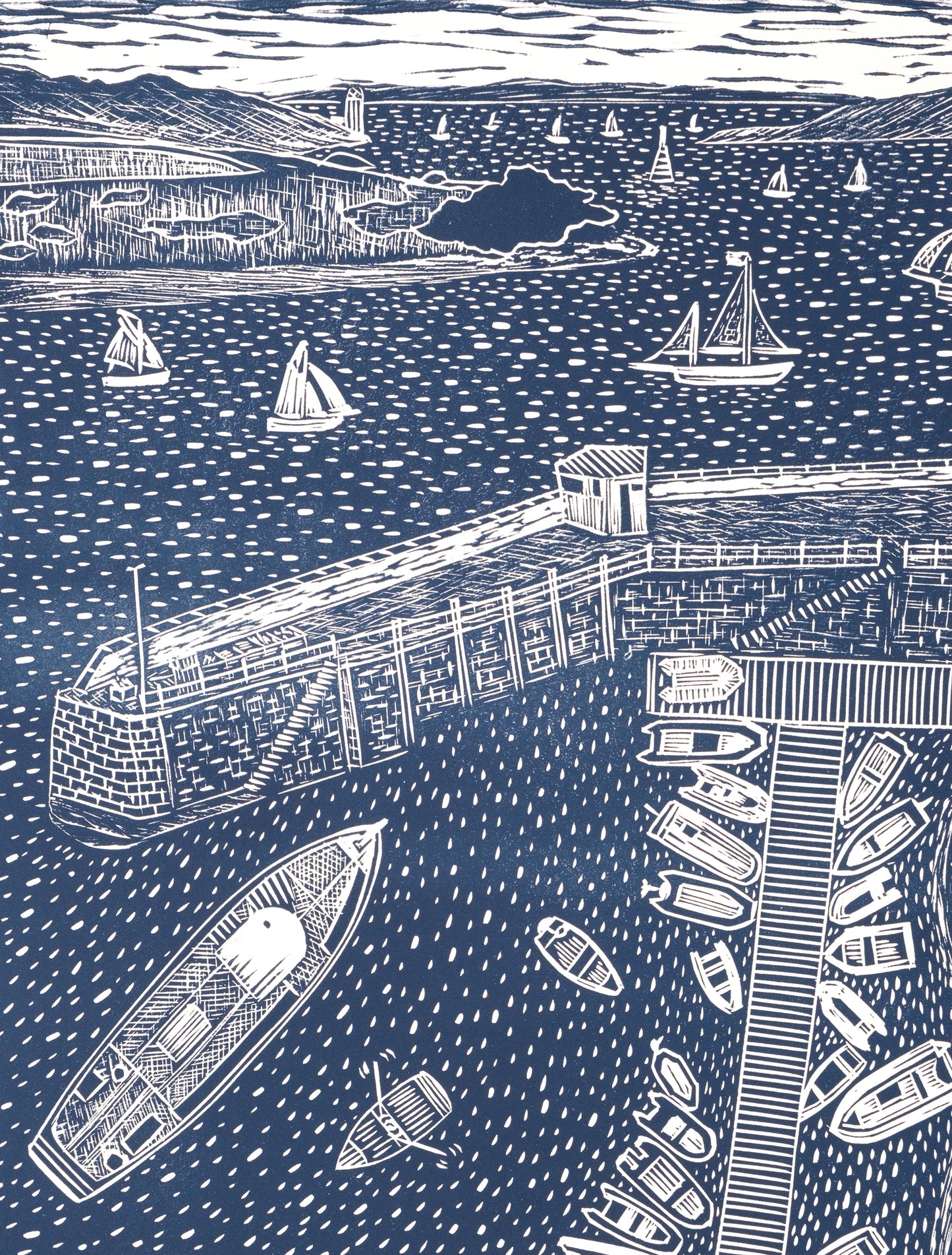 Summer in St Mawes, Limited Edition Lino Print - Test Print