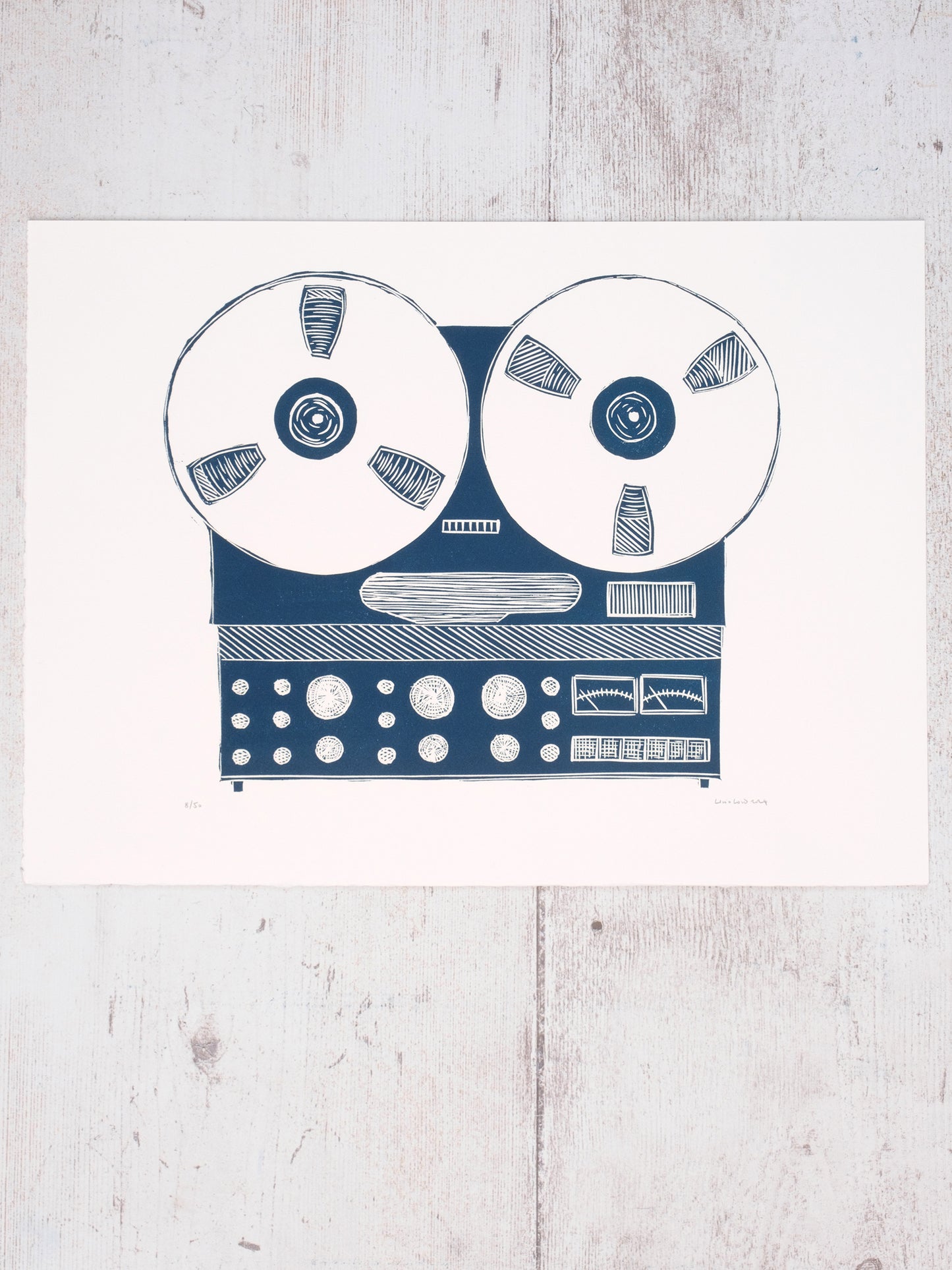 Reel to Reel, Limited Edition Lino Print