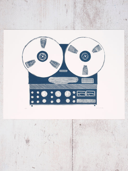 Reel to Reel, Limited Edition Lino Print