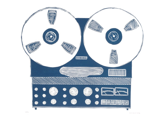 Reel to Reel, Limited Edition Lino Print