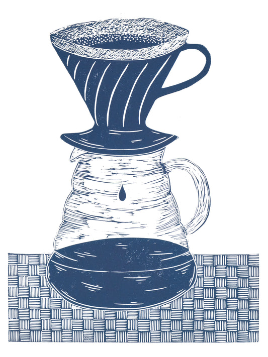 The Final Drop, V60 Coffee Dripper, Limited Edition Lino Print