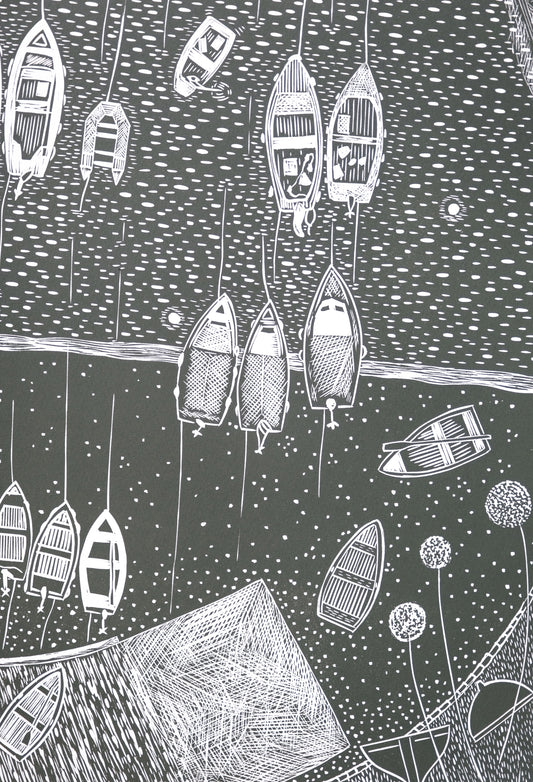 End of the Day, Portscatho Harbour, Wild Green - Test Print