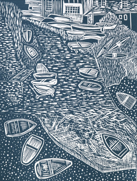 Portscatho Slipway Lino Print