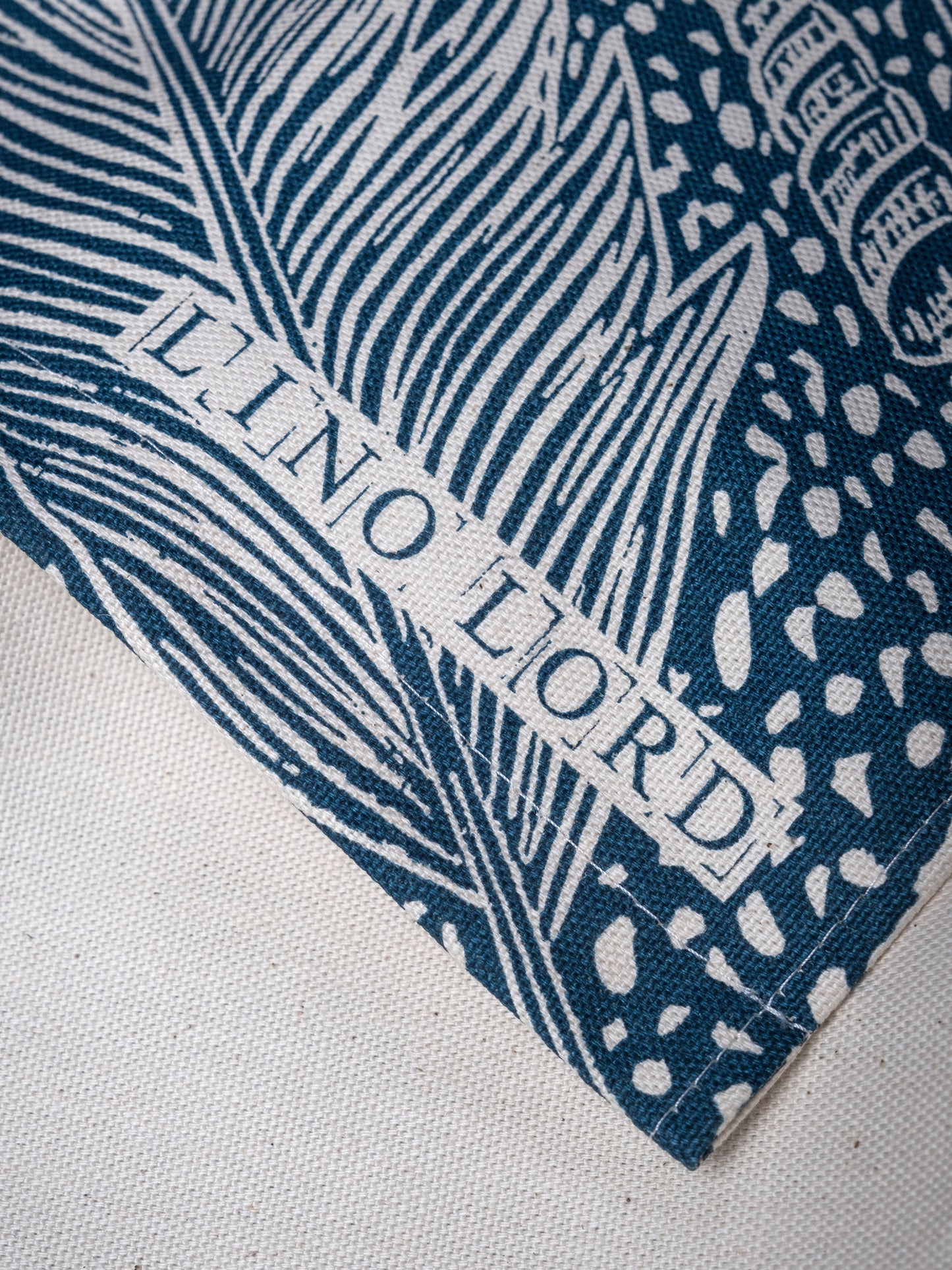 Organic Cotton Tea Towel with Spring Time, Helford Passage Lino Print