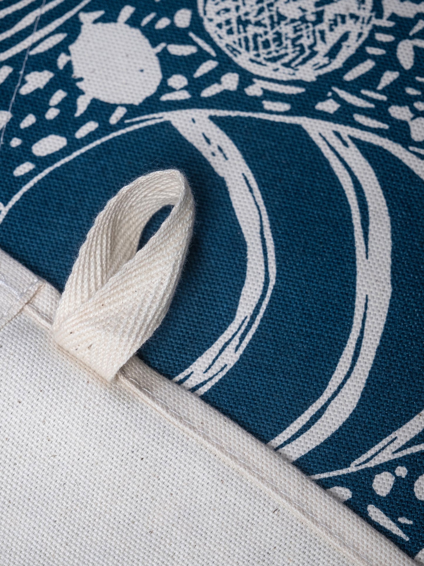 Organic Cotton Tea Towel with Hidden Beach Finds Lino Print