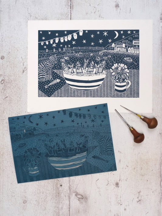 Mousehole Lino Prints | Kitchen Lino Prints | Lino Lord