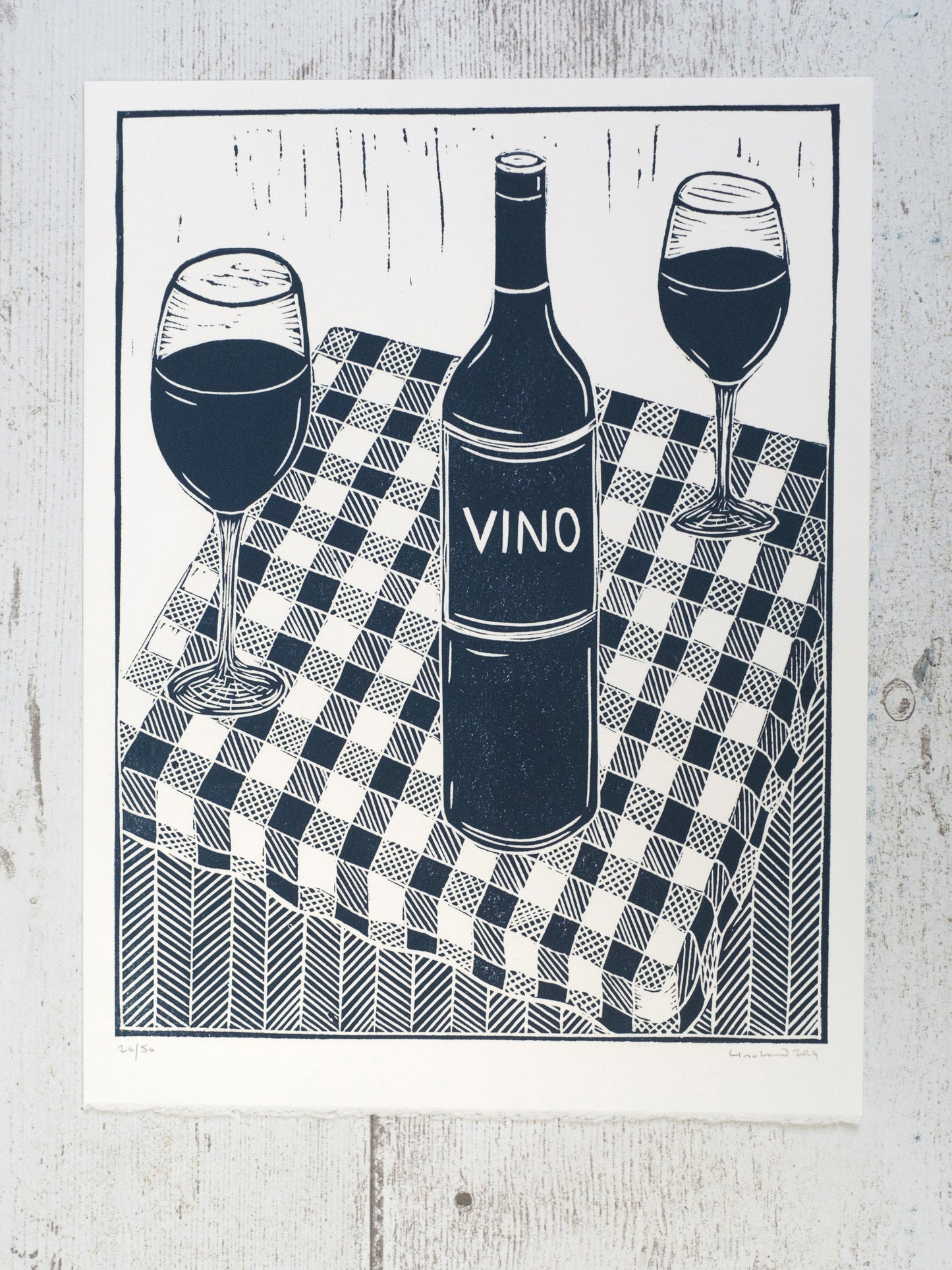 Vino Limited Edition Lino Print