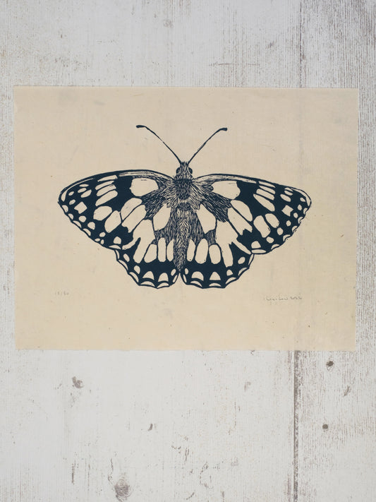 Marbled White Butterfly Lino Print