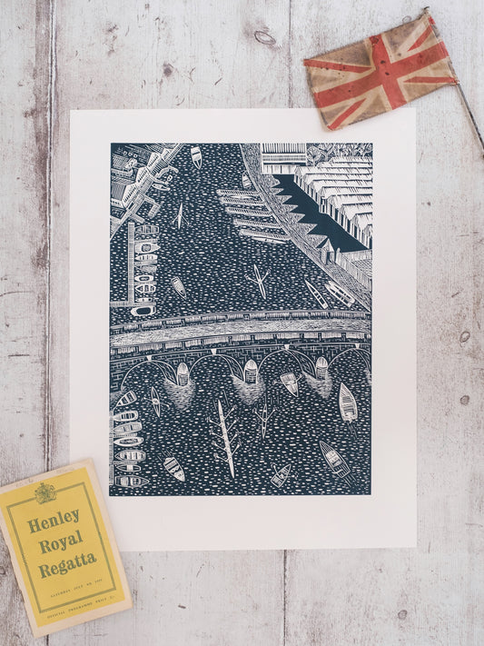 Sunday Morning in Henley-on-Thames, Limited Edition Lino Print