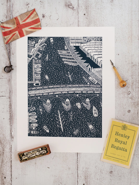 Sunday Morning in Henley-on-Thames, Limited Edition Lino Print