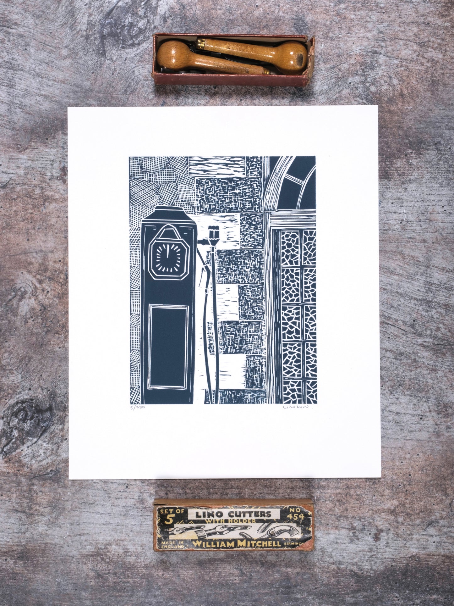 Old Petrol Pump, St Mawes Limited Edition Lino Print