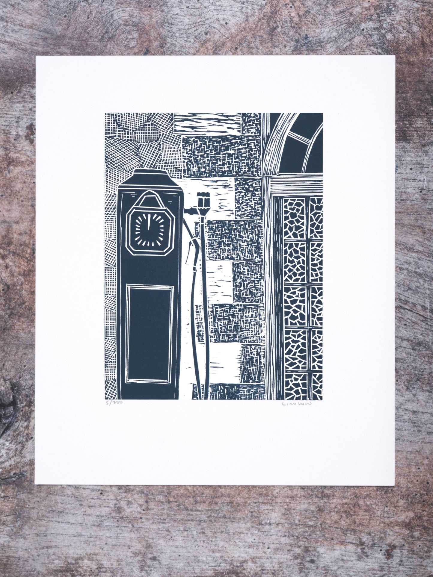 Old Petrol Pump, St Mawes Limited Edition Lino Print