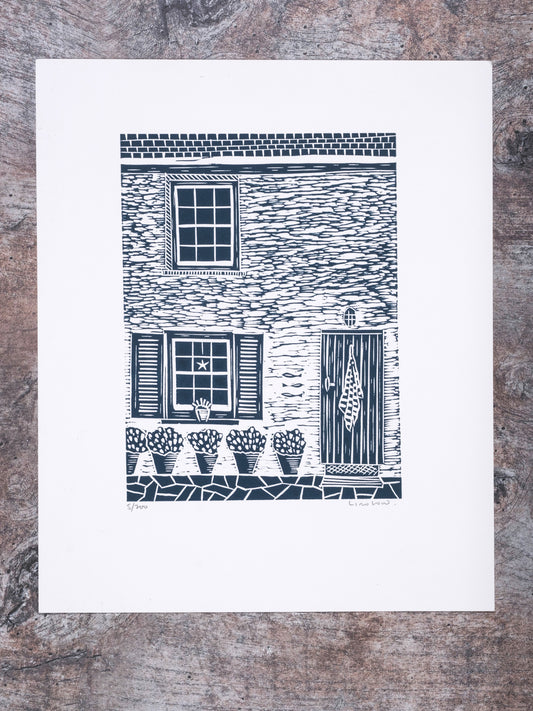 Pilchards Cottage, St Mawes Limited Edition Lino Print