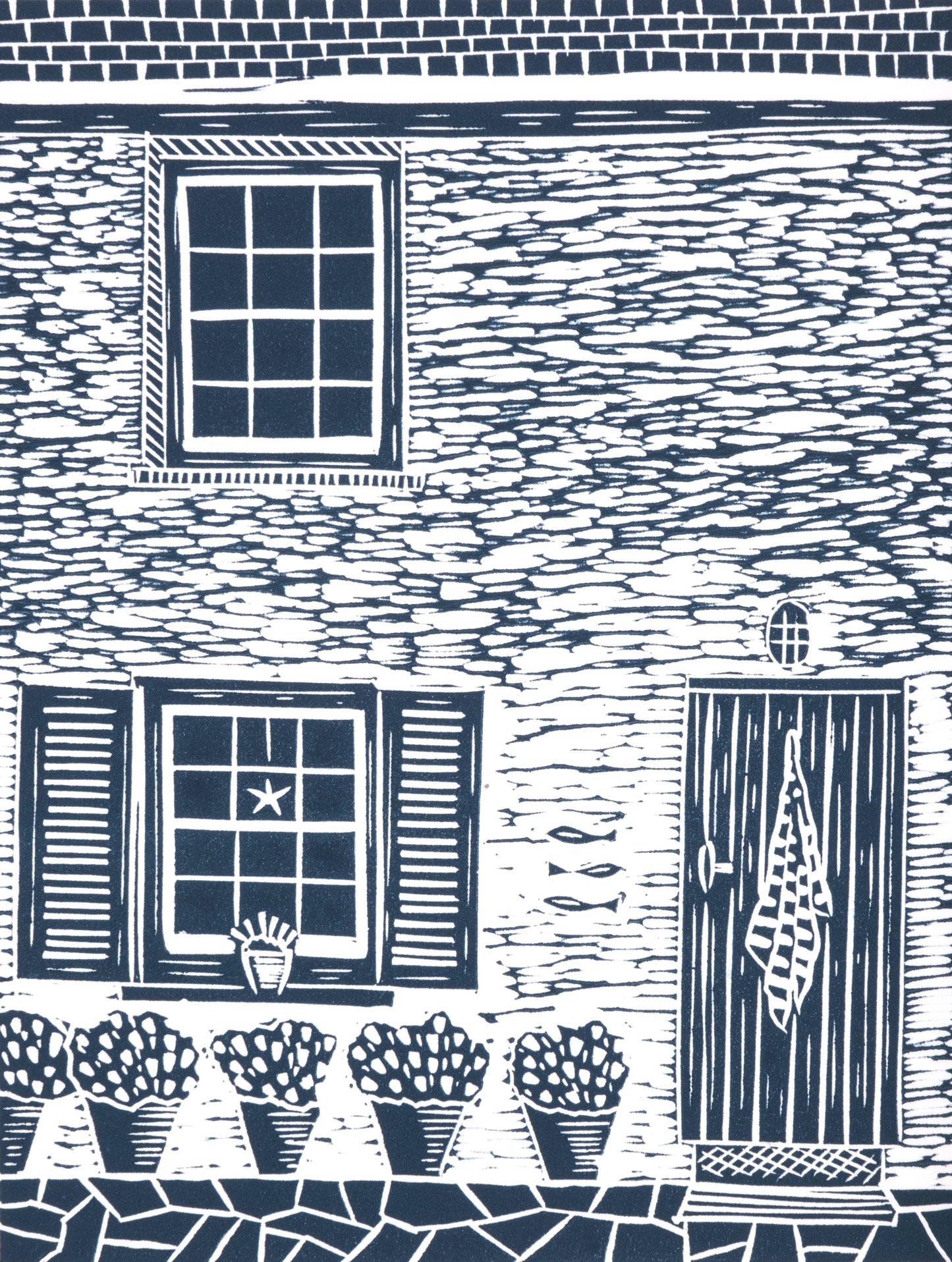 Pilchards Cottage, St Mawes Limited Edition Lino Print