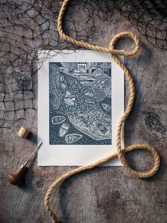 Portscatho Slipway Lino Print