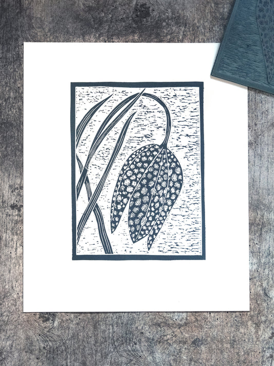 Snakeshead Fritillary, Limited Edition Lino Print