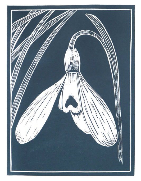 Snowdrop Detail, Limited Edition Lino Print