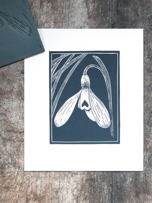 Snowdrop Detail, Limited Edition Lino Print
